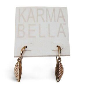 Effortless Glam Karma Bella 1" Silver Leaf Charm Huggie Dangle Earrings JW1529